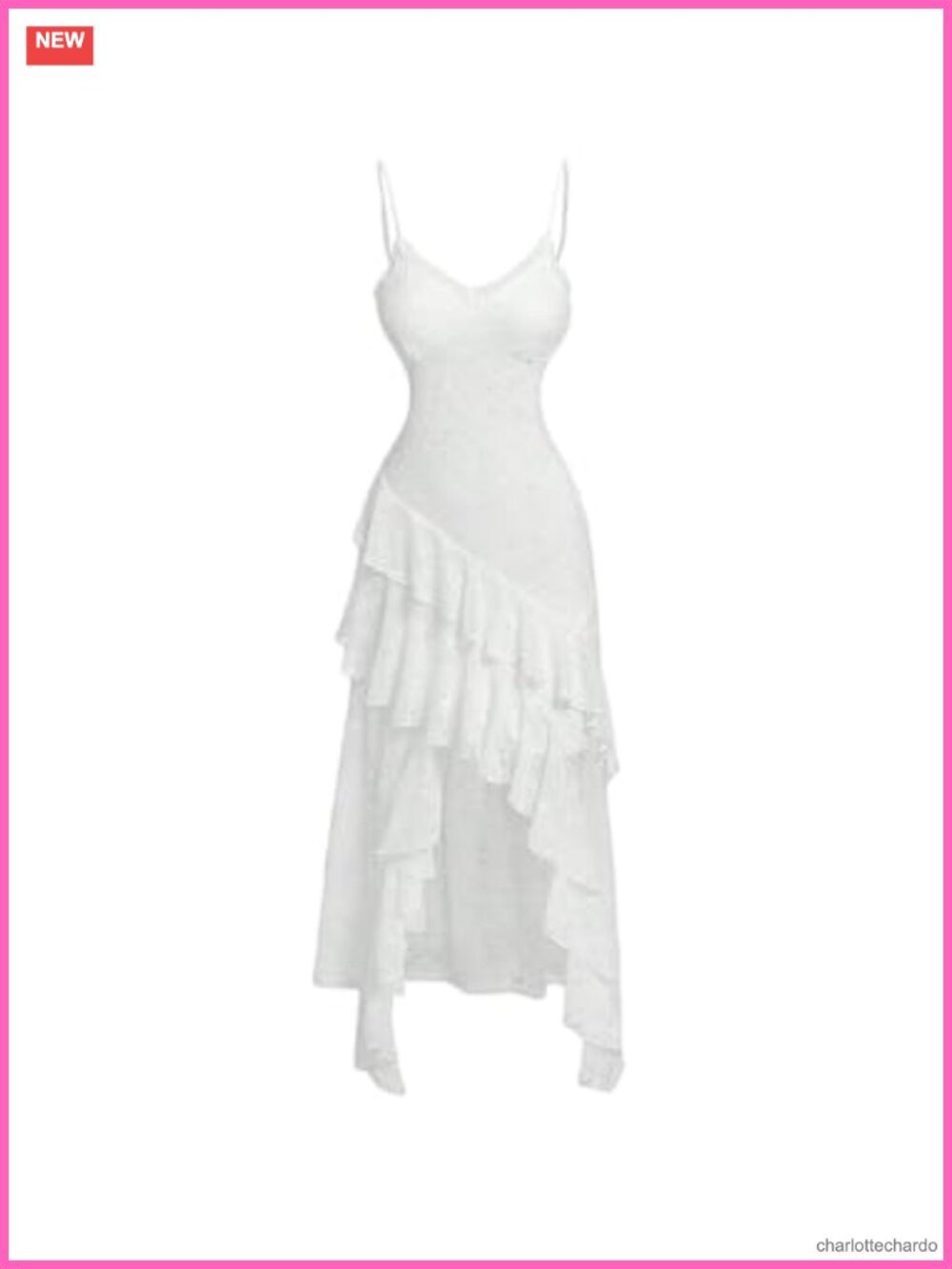 Lace Tiered Ruffle Cami Dress Y2K Spaghetti Strap Asymmetrical Hem Going Out
